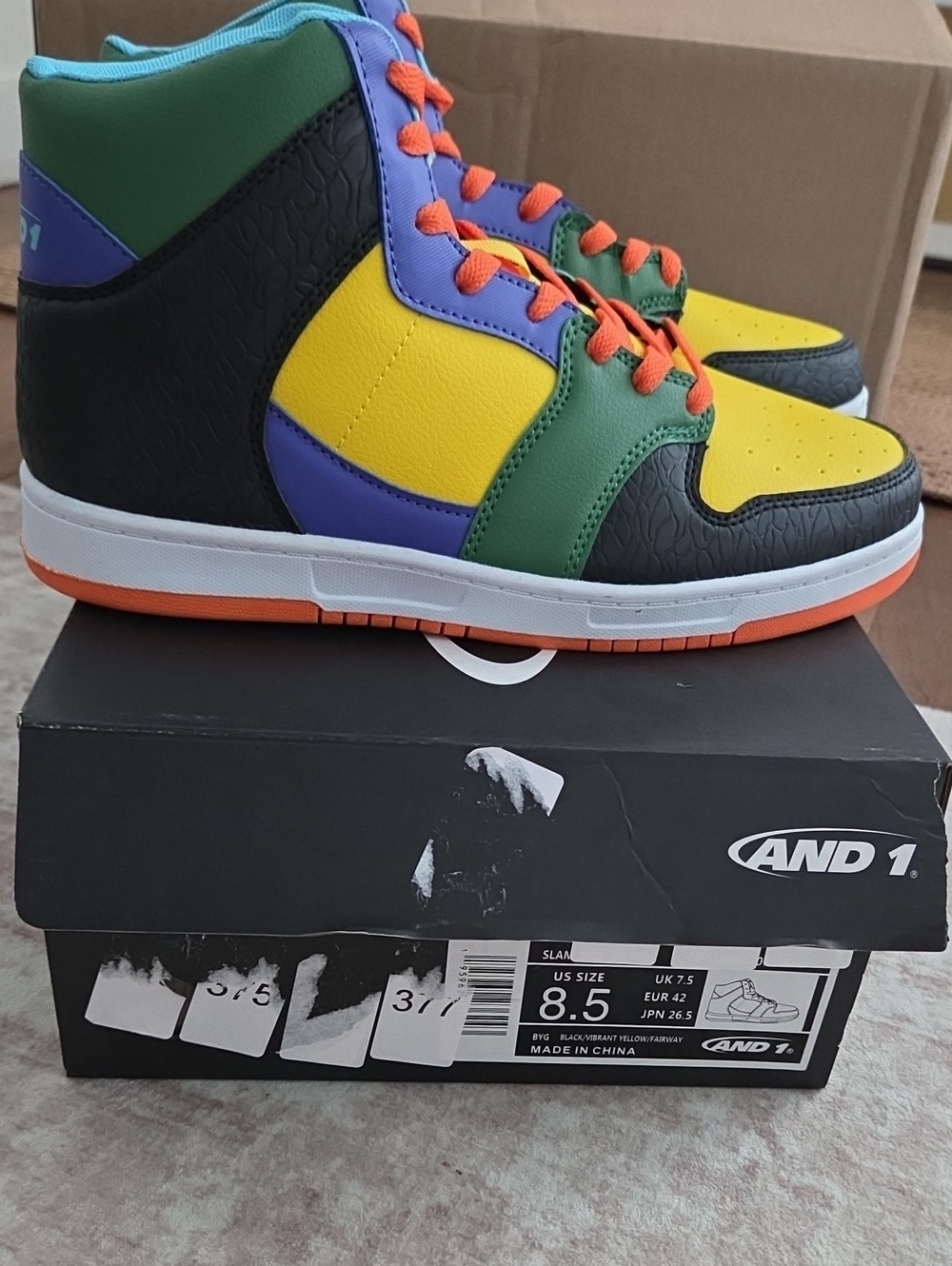 Brand New! And1 - SLAM Mid TPR Sneakers — Yellow, Green, Purple, Black, Orange